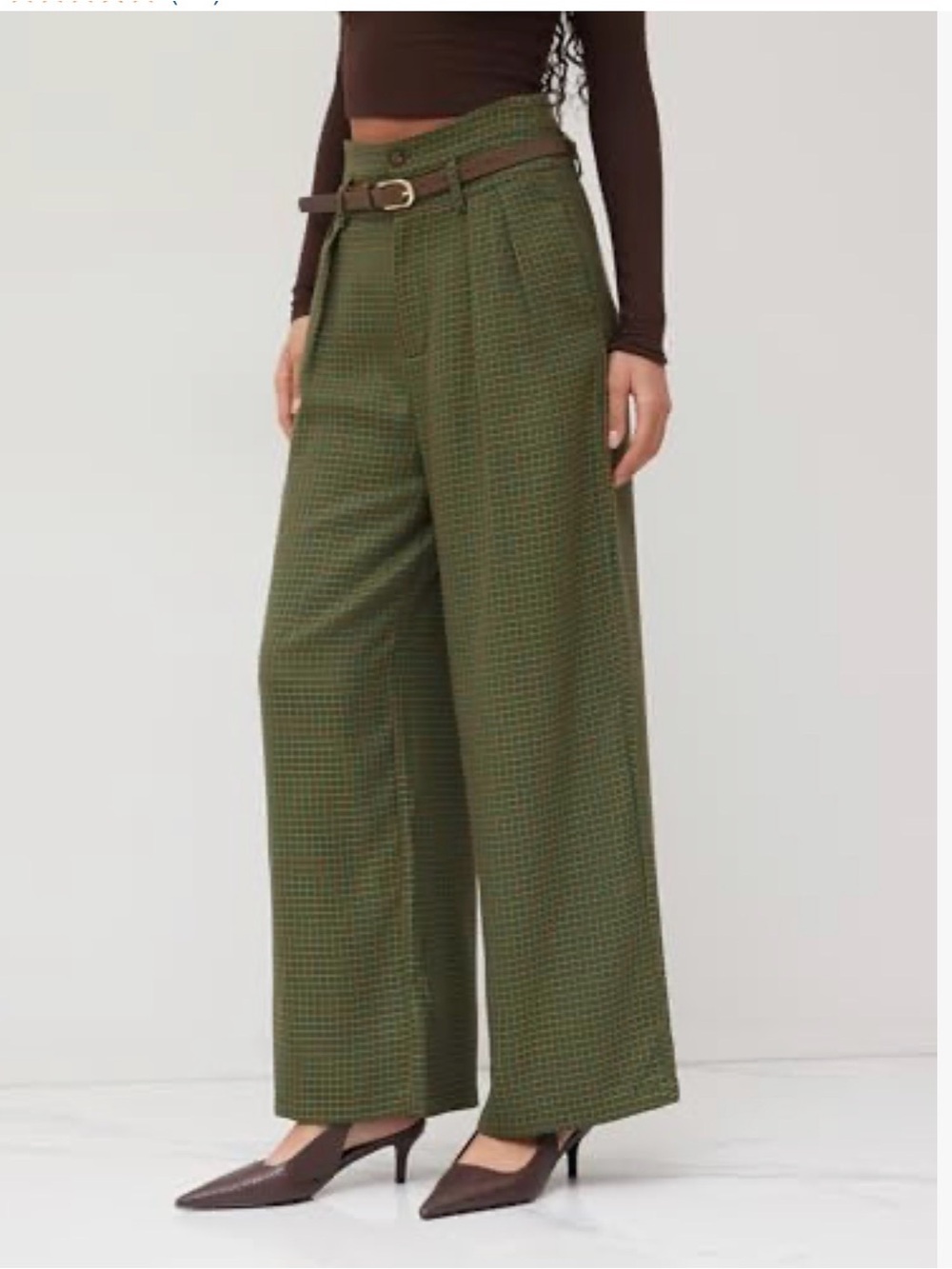 CIDER Womens Trousers Houndstooth High Waist Wide Leg pants Size S